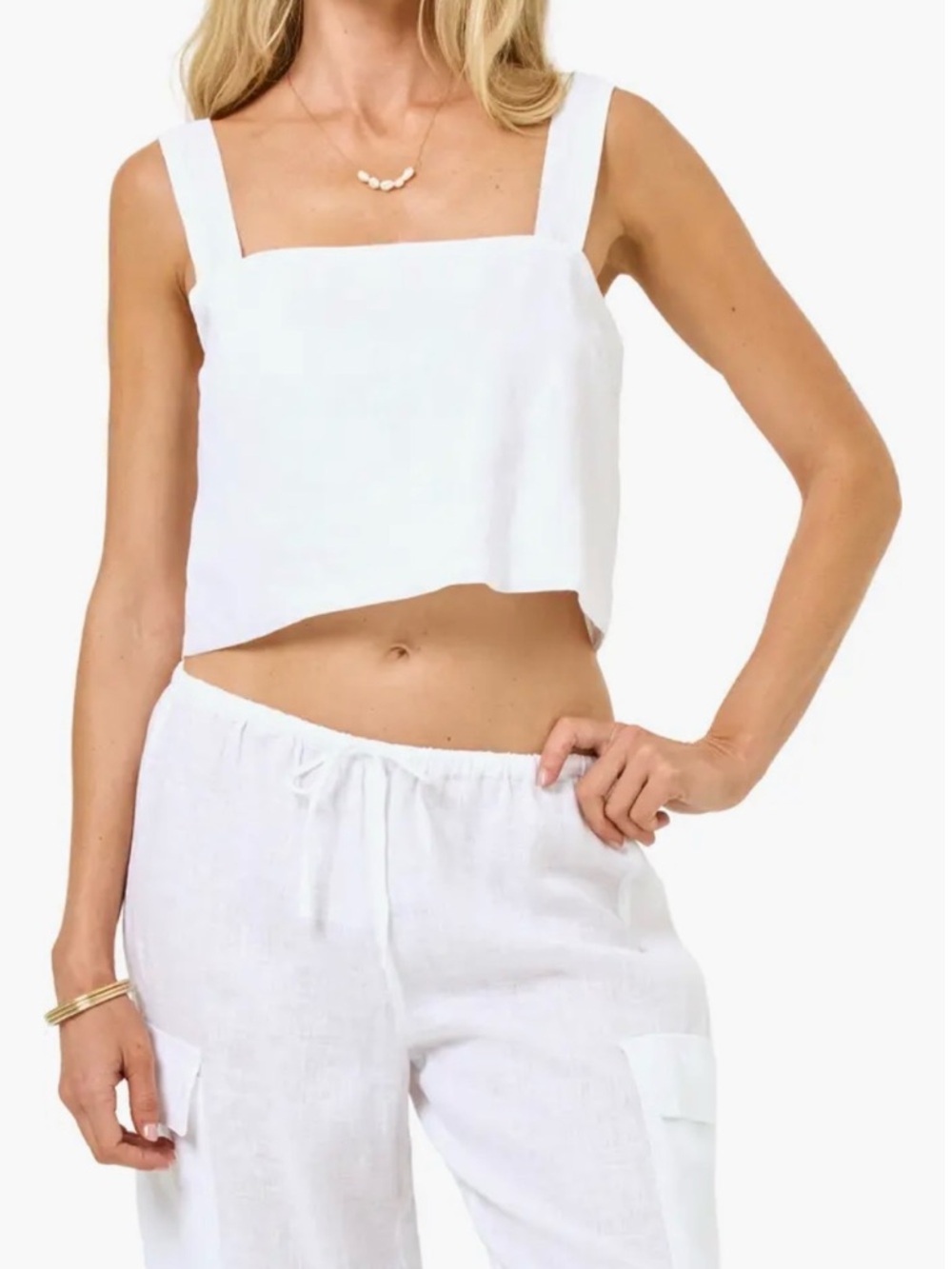 l*space White Square-Neck Crop Tank